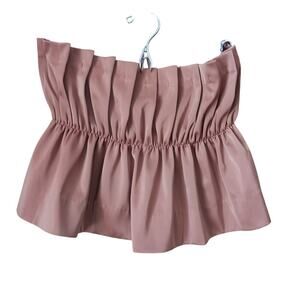 Forever 21 Rust Heavy Satin Cropped Strapless Pleated Peplum Cop Top Size Small